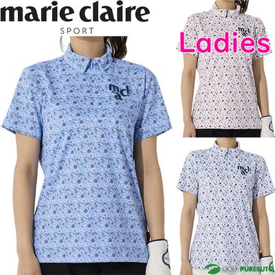 【レディース】マリ・クレール半袖ハーフジップシャツ半袖シャツ713-601ゴルフウェア吸汗速乾UVカット接触冷感