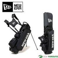 ニューエラゴルフ9型キャディーバッグスタンド式ワードマークロゴブラック×ホワイト13517853（ベーシックポーチ付き）