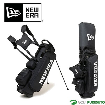 ニューエラゴルフ9型キャディーバッグスタンド式ワードマークロゴブラック×ホワイト13517853（ベーシックポーチ付き）